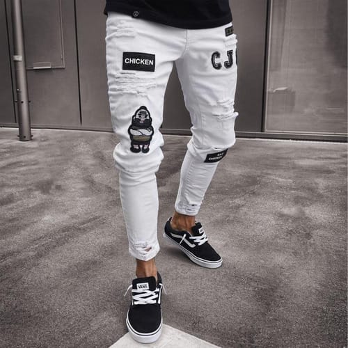 Jean liso hombre con parches